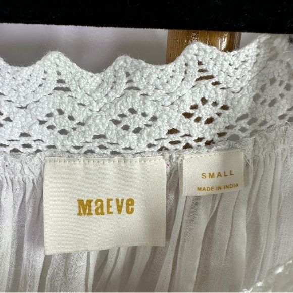 Anthropologie White Chevron Pink Blouse sz S - Picture 4 of 5